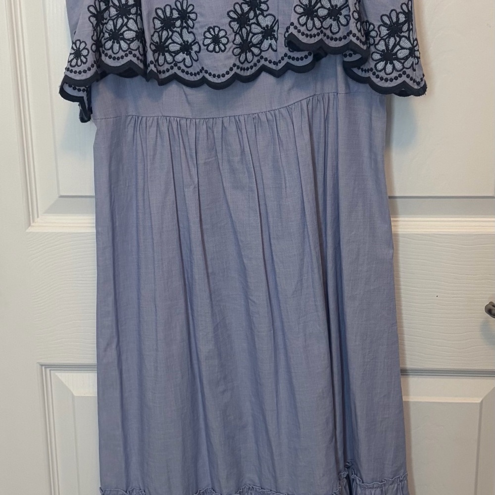 kate spade Light Blue Dress with Black Floral Embroidery
